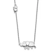 Sterling Silver White Ice Rhodium-Plated 18 Inch Diamond Elephant Necklace