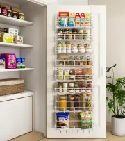 Over the Door Pantry Organizer, Wall Mount Spice Rack, Pantry Hanging Storage an