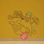 【源遠】SUMMER 玩海洋【CT-17】 壁貼 女孩 設計 民宿 車身貼紙 大型 壓克力貼紙