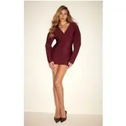 Burgundy Tailored Mini Skirt, Burgundy