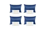 4PK Royal Comfort Pure Silk Pillowcase Single Pack Pillow Case 51x76cm Navy