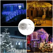 96 LED Fairy Icicle String Curtain Lights Indoor Outdoor Xmas Garden Party Decor