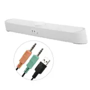 Speakers Desktop V 198 Usb Powered Sound Bar Computer With Led Lights 3.5Mm Audio Mic Plug Wired Soundbar For Pc Cellphone Tablets Laptop White Comput