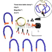 Helping Hands Soldering Third Hand PCB Tool With 5 Flexable Arms&Clips Magnifier