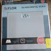Taylor Durable Tempered Glass Platform Digital Scale Neutral Gray Finish 350 LB