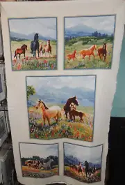 Mountain Horses Fabric Panel by Clare Goldrich Elizabeth Studios 24x36