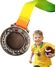 [Generic] Winner Medals | Race Medals | Metal Wheat Ear Award Medals with Neck Ribbon - Winner Medals Gold Silver Bronze Prizes for Competitions,