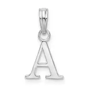 Sterling Silver Rhodium-Plated Polished Block Initial -A- Pendant