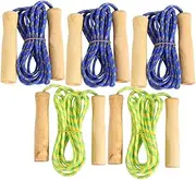 GALPADA 5PCS Wooden Handle Jump Rope Portable Skipping Ropes for Fitness and Exercise Random Color for Home and Great for Beginners Random Color