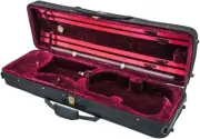 Deluxe 4/4 Oblong Acoustic Violin Fiddle Case Black/Burgundy Strap