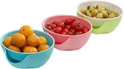 CIMAXIC Fruit Container Snack Bowl Double Dish Bowl for Olives Snacks Storage Box Color