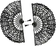 GOOHOCHY 2pcs Vintage Lace Folding Hand Fan with Tassel Elegant Handheld Fans for Wedding Party Favors Dance Performances and Summer Events Lightweight and Portable Design
