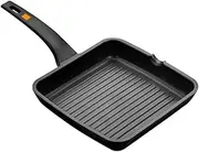 Bra Efficient Cast Aluminum Non-Stick Grill Pan, 22 cm Size, Black