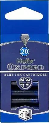 Helix Oxford Premium Universal Ink Refill Cartridges - Blue (Pack of 20)