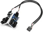 Rocketek 9pin USB Header Male 1 to 4 Female Extension Card USB 2.0 Splitter Cable Connector for Motherboard, Adapter Port Multiplier for CPU, WiFi Receiver, Fans, and RGB Light …
