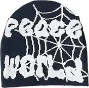 [CazDopaM] Beanies Y2K, Graphic Beanie Y2K for Men Women Unisex Warm Stretch Skull Knit Hats Cap Peace World Cute Beanie