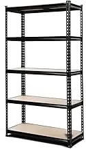 Giantz 1.5M x 0.7M Garage Shelving, Warehouse Racking System Rack Storage Shelves Industrial Commercial Organize Capacity, 5 Steel Metal Adjustable 750KG Assembly Easy Heavy Duty Black