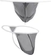 [MUEBAIRES] Men Thongs Low Rise G-string See Through Sexy Enhancing Bulge Pouch Underwear Bikini T-Back Clear