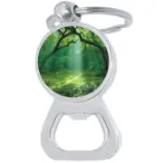 Forest Trees Grass Bottle Opener Keychain - Metal Beer Bar Tool Key Ring