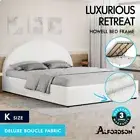 ALFORDSON Bed Frame King Size Gas Lift Base With Storage White Boucle HOWELL