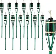 Harbour Housewares Bamboo Fire Torches - 60cm - Green - 12x Garden Lighting Traditional Tiki Torches Outdoor Paraffin Oil Lamp Candle Flame Lantern with Removable Screw Top