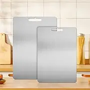 Lxzlsz Cutting Board Set of 2, Stainless Steel Cutting Board, Chopping Board for Kitchen, Meat,Vegetables and Fruits Cutting Boards