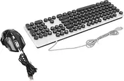 Mechanical Keyboard and Mouse Combo, Rainbow Backlit 104 Keys Punk Keyboard Anti Ghosting, RGB 3600DPI Mouse with 6 Button, Wired Gaming Keyboard Mouse Set for PC Gamer (Black)