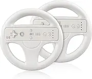 Steering Wheel for Nintendo Wii and Wii U Remote Controller, 2 Pack Racing Wheels Games Accessories for Mario Kart (White)