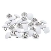 30pcs 11.5mm Fabric Cloth Covered with Metal Shank Round Sewing Buttons, White