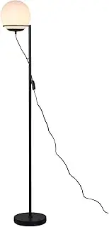 Sphera Floor Lamp, Opal Glass Globe Shade, Overall Height 147cm, Sturdy Black Metal Fixture Base, Elegant Standing Lamp for Home, Living Room, Bedroom, Entertainment Room, Office