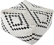 MOCOFO Pouf D45xH20cm Scandinavian Simplicity Geometric Print Floor Cushion - Washable Ottoman for Living Room Home Decor