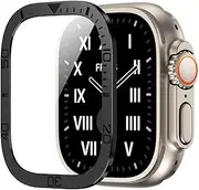 Titanium Screen Protector for Apple Watch Ultra 2/Ultra 49mm, Titanium Alloy Frame [Touch Sensitive] Anti-Scratch HD Tempered Glass Protective Film for iWatch 49mm, Black