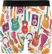 [ZZXXB] Colorful Violin Drum Mens Boxer Briefs Stretch Breathable Underwear Fly Front with Pouch S-XXL