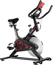 [Everfit] Exercise Bike, Spin Bikes Trainer Stationary Flywheel Training Machine Home Gym Workout Cycling Lifespan Fitness, with Phone Holder Adjustable Seat LCD-Display Heart Rate Monitor Black
