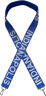Lashicorn Indianapolis Blue Beaded Purse Strap White Letters 49” Pro Football Stadium Approved Clear Bag Colt Gold Hardware Sports College Indiana Gifts Fans Game, Blue, White