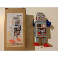 在飛比找蝦皮購物優惠-復古 鐵皮玩具 發條 機器人 robot 仿古老件 古董 老