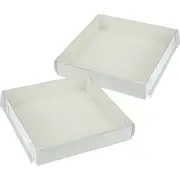 White Square Cookie / Biscuit Boxes with Clear Plastic Lids 15.5cm (Pack of 2)