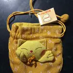 日本黃色招財貓束口袋