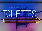 Toilettes Arrow Right 17" Neon Sign Lamp Light Bar Club Shop Wall Party Door EM