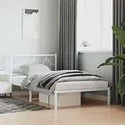 Bed Furniture Metal Bed Frame Without Mattress with Headboard White 107x203 cm King Single