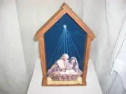 Handmade Shadow Box Stable/Nativity Holy Family Manger Lighted Twinkling Star