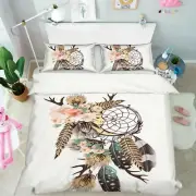 3D Feather Petal NAO4022 Bed Pillowcases Quilt Duvet Cover Set Queen King Fay