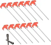 MUSISALY 13pcs Tent Stakes Pegs: Screw in Ground Anchors Camping Stakes Pegs with Socket for Outdoor Canopy Beach Sand Camping Accessories
