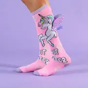 Undakuva "I Shit Glitter" Unicorn Pink Festival Socks