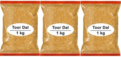 3kg - 3 Pack x 3- Toor Dal Lentils Arhar Dal Split Pigeon Peas - Premium Quality