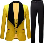 [GHNXCY] Men’s Suits Slim Fit 3 Piece One Button Tuxedo Suit Set Wedding Prom Dinner Party（Blazer+Vest+Pants