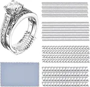 Frienda 16 Pieces Ring Sizer Adjuster for Loose Rings with Silver Polishing Cloth 4 Sizes