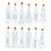 Small Mini Clear Vintage Glass Bottles with Corks, Mini Vases, Decorative,