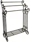 Cast Iron Vintage Design Ornate 3 Rail Towel Stand Rack with Shelf Storage Black