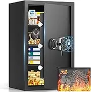 4.5 Cubic Large Home Safe Fireproof Waterproof, Digital Safe Box with Alarm Systerm, Emergency Keys and Removable Shelf, Anti-Theft Safes for Business Document